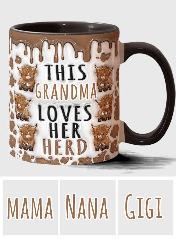 Diese Mama liebt ihre Herde – personalisierte Tasse mit Hochlandrind-Motiv