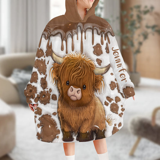 Einfach ein Mädchen, das Hochlandrinder liebt – Personalisierter Decken-Hoodie