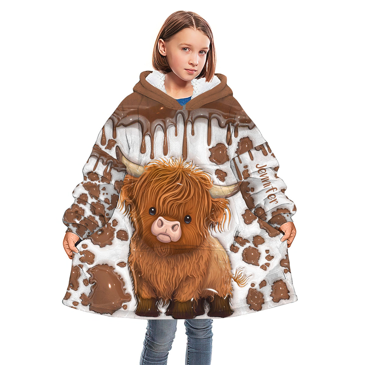 Juste une fille qui aime les vaches des Highlands - Couverture à capuche personnalisée