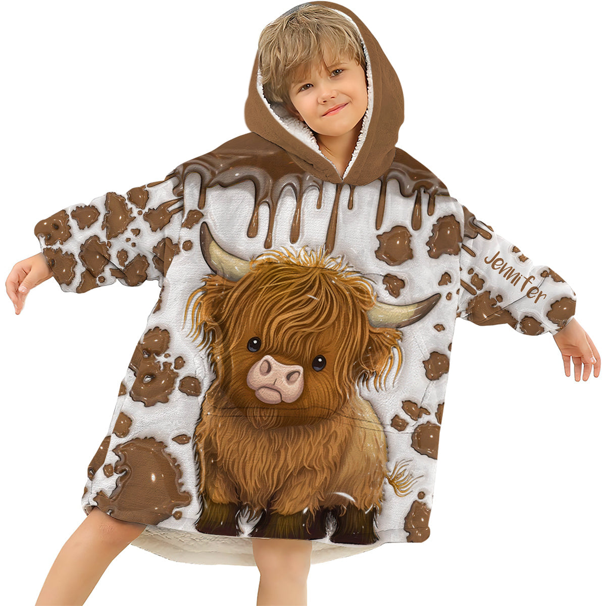 Juste une fille qui aime les vaches des Highlands - Couverture à capuche personnalisée