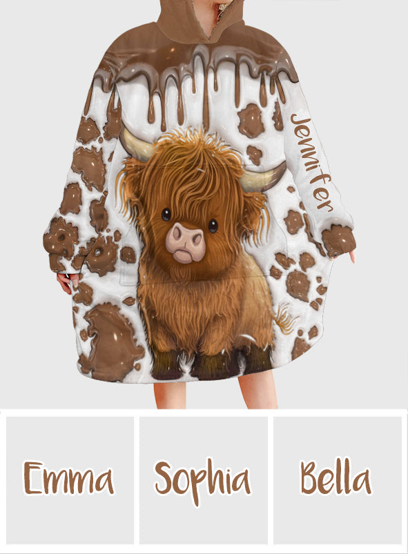 Juste une fille qui aime les vaches des Highlands - Couverture à capuche personnalisée