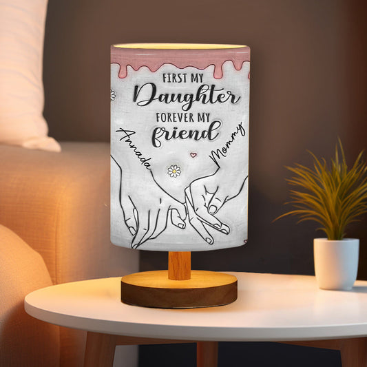 Best Mom Ever - Personalized Mother Tableside Lamp With Wood Base