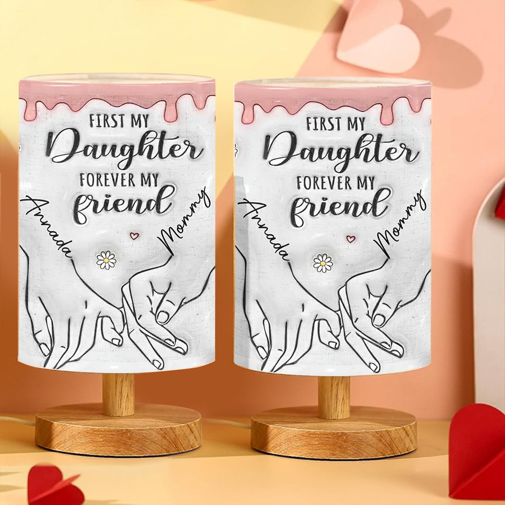 Best Mom Ever - Personalized Mother Tableside Lamp With Wood Base