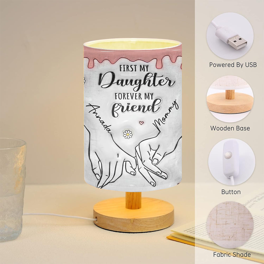 Best Mom Ever - Personalized Mother Tableside Lamp With Wood Base