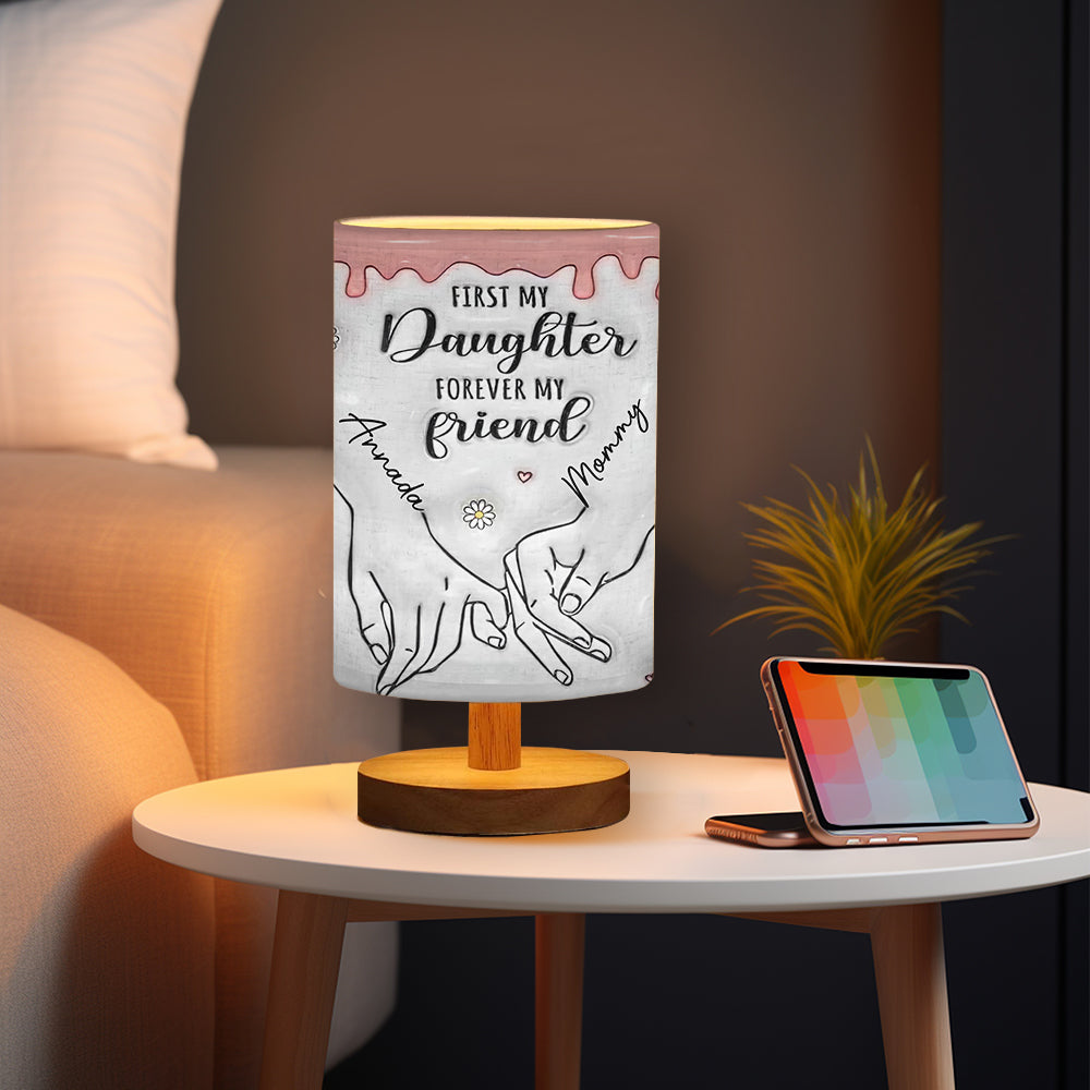 Best Mom Ever - Personalized Mother Tableside Lamp With Wood Base