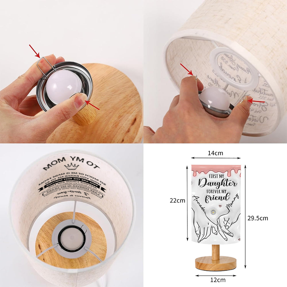 Best Mom Ever - Personalized Mother Tableside Lamp With Wood Base