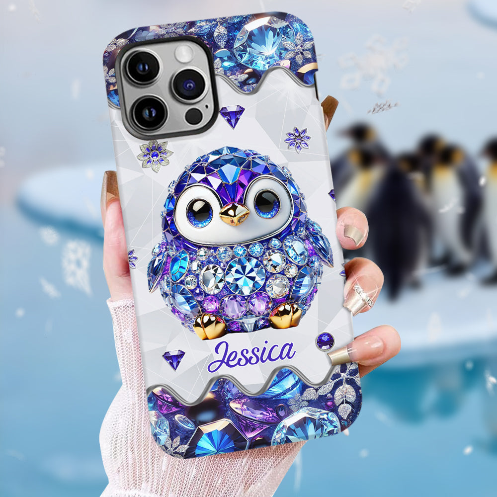 Einfach ein Mädchen, das Pinguine liebt – personalisierte Handyhülle mit vollflächigem Aufdruck
