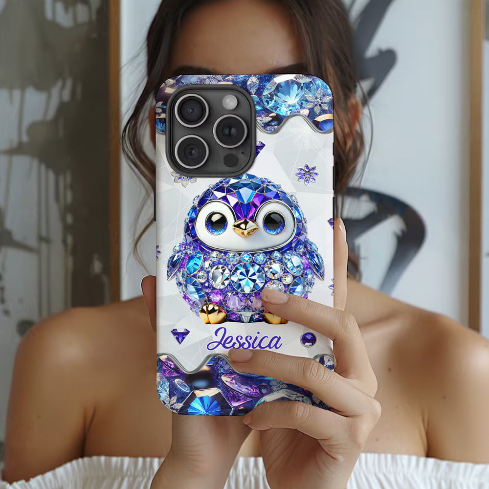 Einfach ein Mädchen, das Pinguine liebt – personalisierte Handyhülle mit vollflächigem Aufdruck