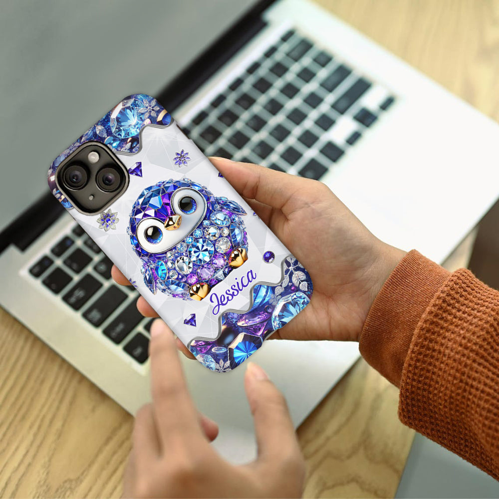Einfach ein Mädchen, das Pinguine liebt – personalisierte Handyhülle mit vollflächigem Aufdruck