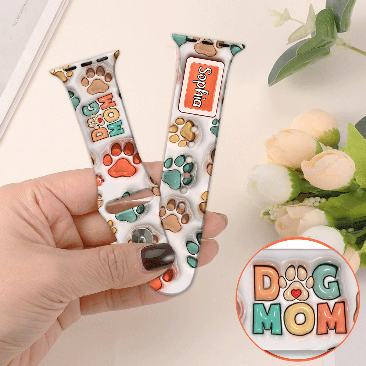 Meilleure maman de chien et meilleur papa de chat au monde - Bracelet Apple Watch personnalisé pour chien