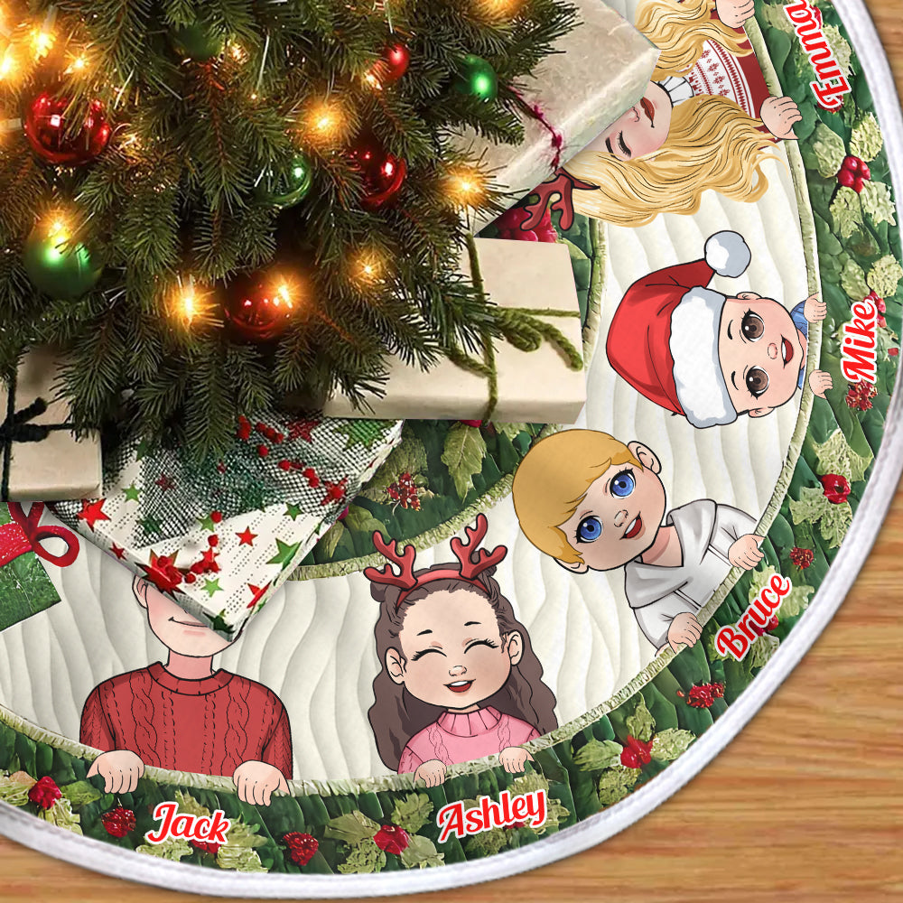Harmonie familiale pour Noël - Jupe de sapin de Noël personnalisée