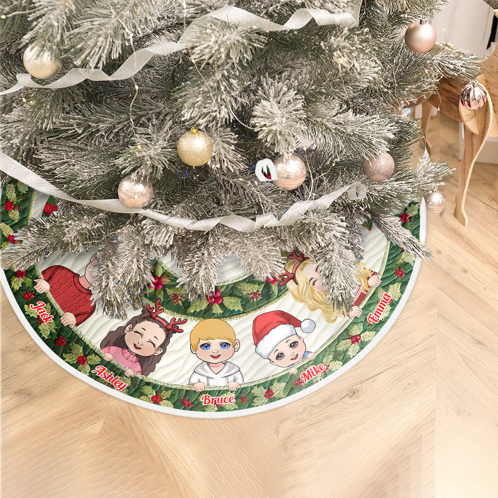 Harmonie familiale pour Noël - Jupe de sapin de Noël personnalisée