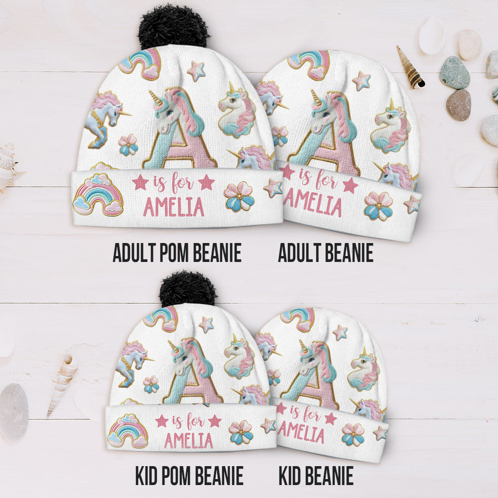 Wunderschönes Einhorn-Alphabet – personalisierte Kindermütze