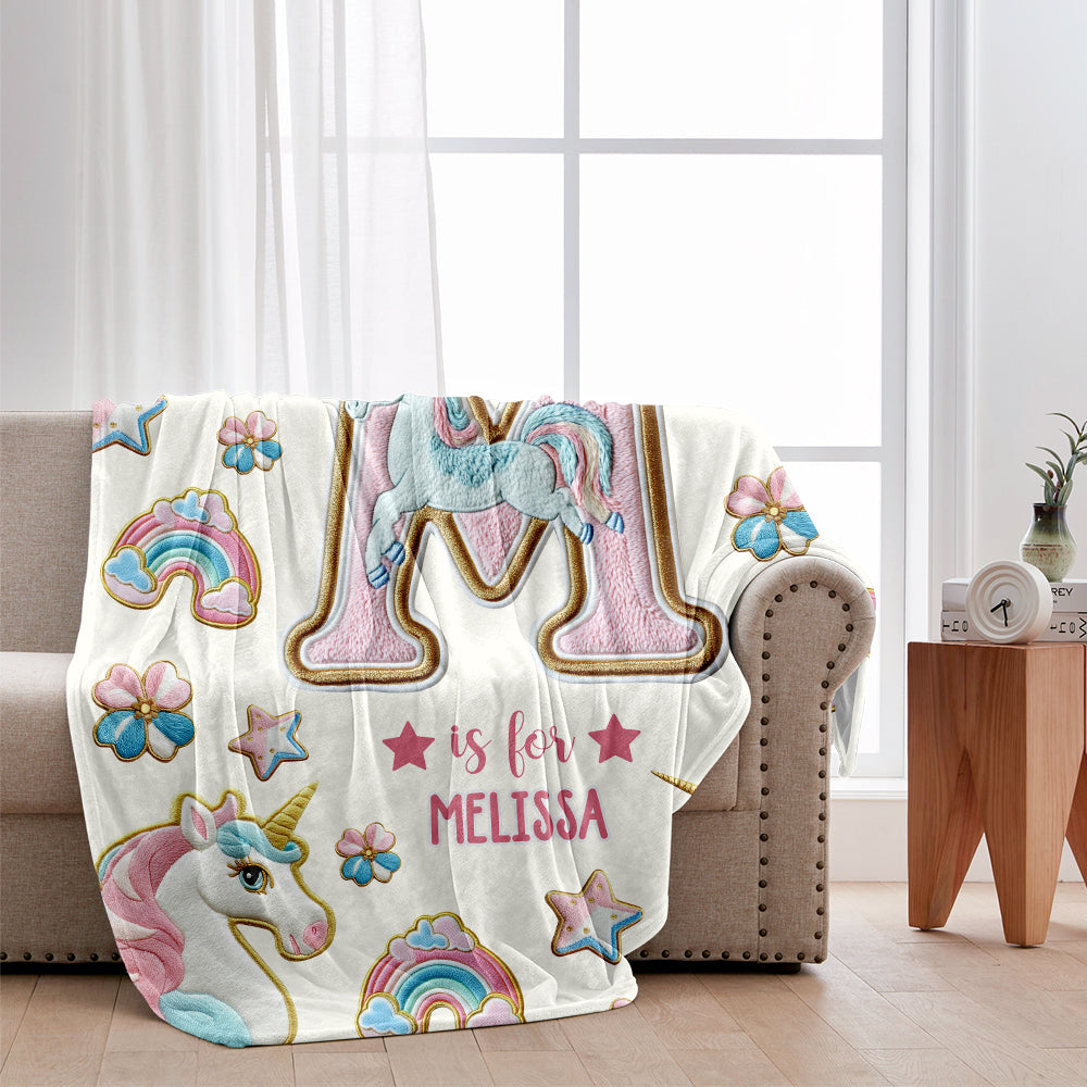 Wunderschönes Einhorn-Alphabet – personalisierte Kinderdecke