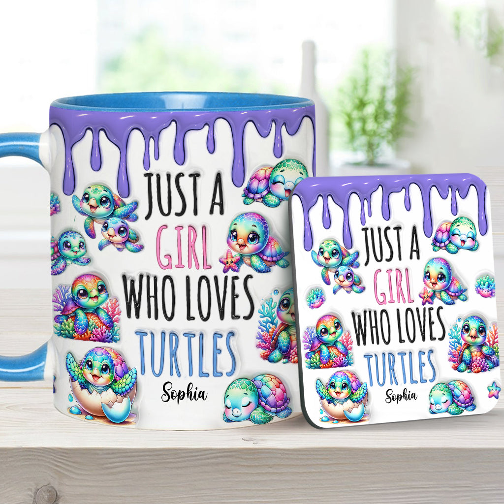 Personalisierte Tasse mit Schildkrötenmotiv – Einfach ein Mädchen, das Schildkröten liebt