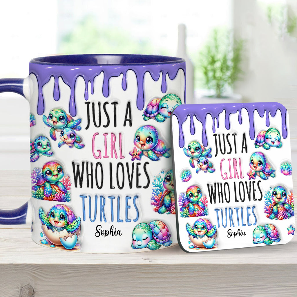 Personalisierte Tasse mit Schildkrötenmotiv – Einfach ein Mädchen, das Schildkröten liebt