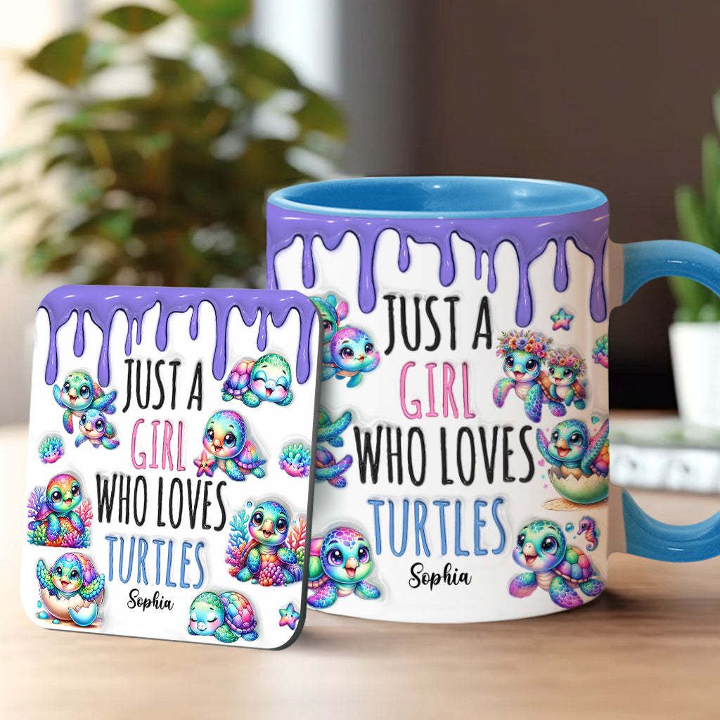 Personalisierte Tasse mit Schildkrötenmotiv – Einfach ein Mädchen, das Schildkröten liebt
