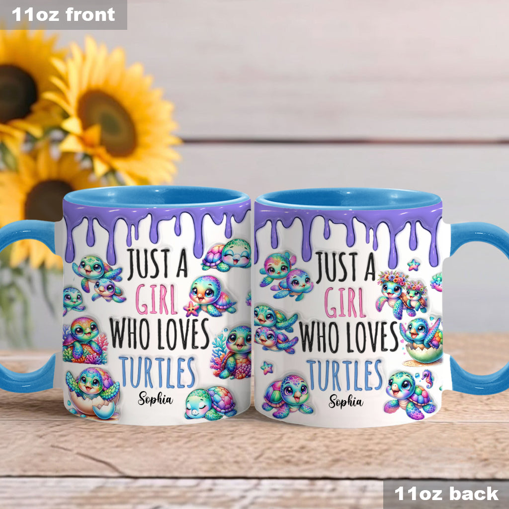 Personalisierte Tasse mit Schildkrötenmotiv – Einfach ein Mädchen, das Schildkröten liebt