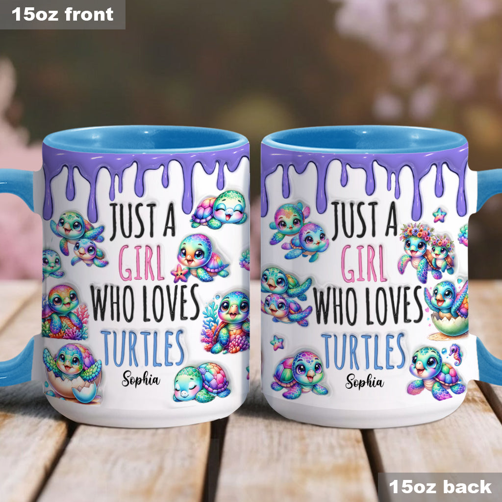 Personalisierte Tasse mit Schildkrötenmotiv – Einfach ein Mädchen, das Schildkröten liebt