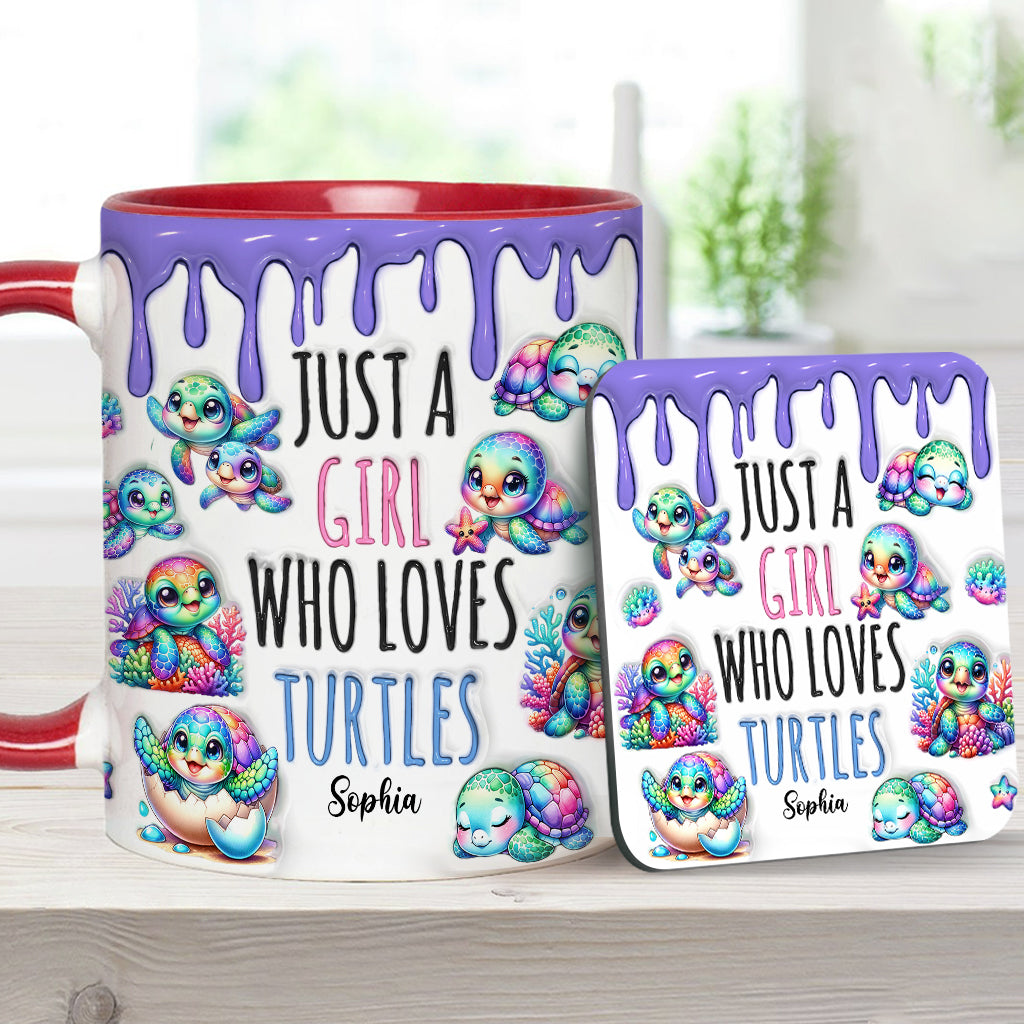 Personalisierte Tasse mit Schildkrötenmotiv – Einfach ein Mädchen, das Schildkröten liebt