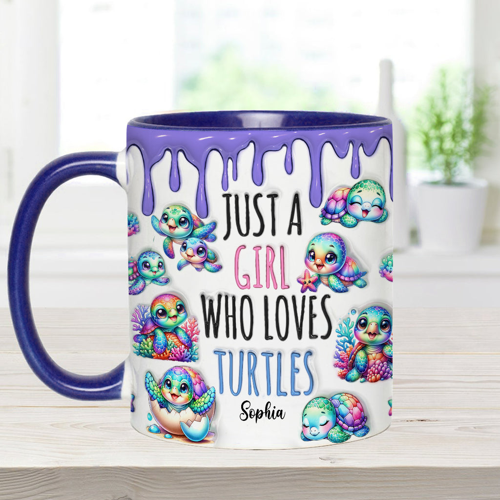 Personalisierte Tasse mit Schildkrötenmotiv – Einfach ein Mädchen, das Schildkröten liebt