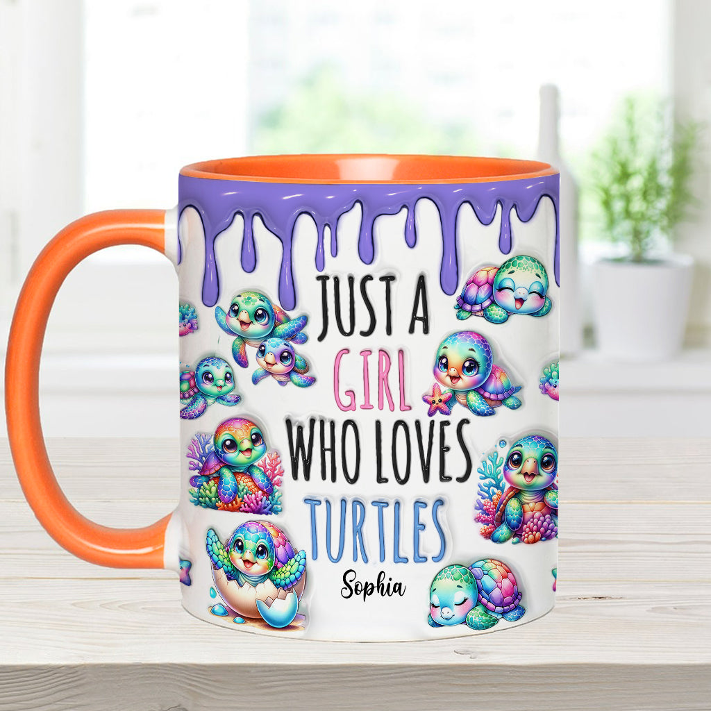 Personalisierte Tasse mit Schildkrötenmotiv – Einfach ein Mädchen, das Schildkröten liebt