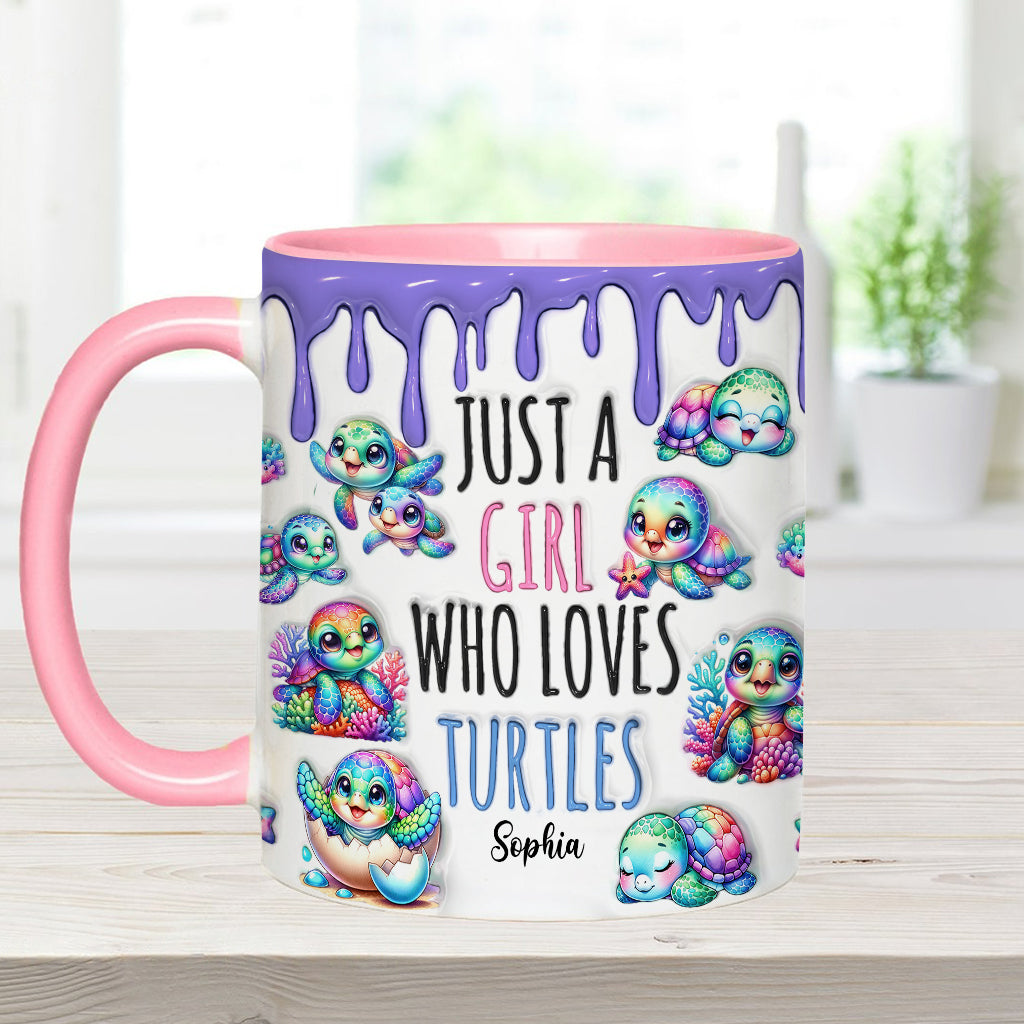 Personalisierte Tasse mit Schildkrötenmotiv – Einfach ein Mädchen, das Schildkröten liebt