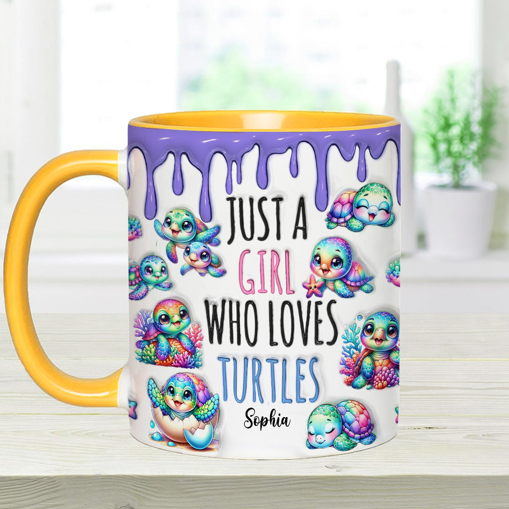 Personalisierte Tasse mit Schildkrötenmotiv – Einfach ein Mädchen, das Schildkröten liebt