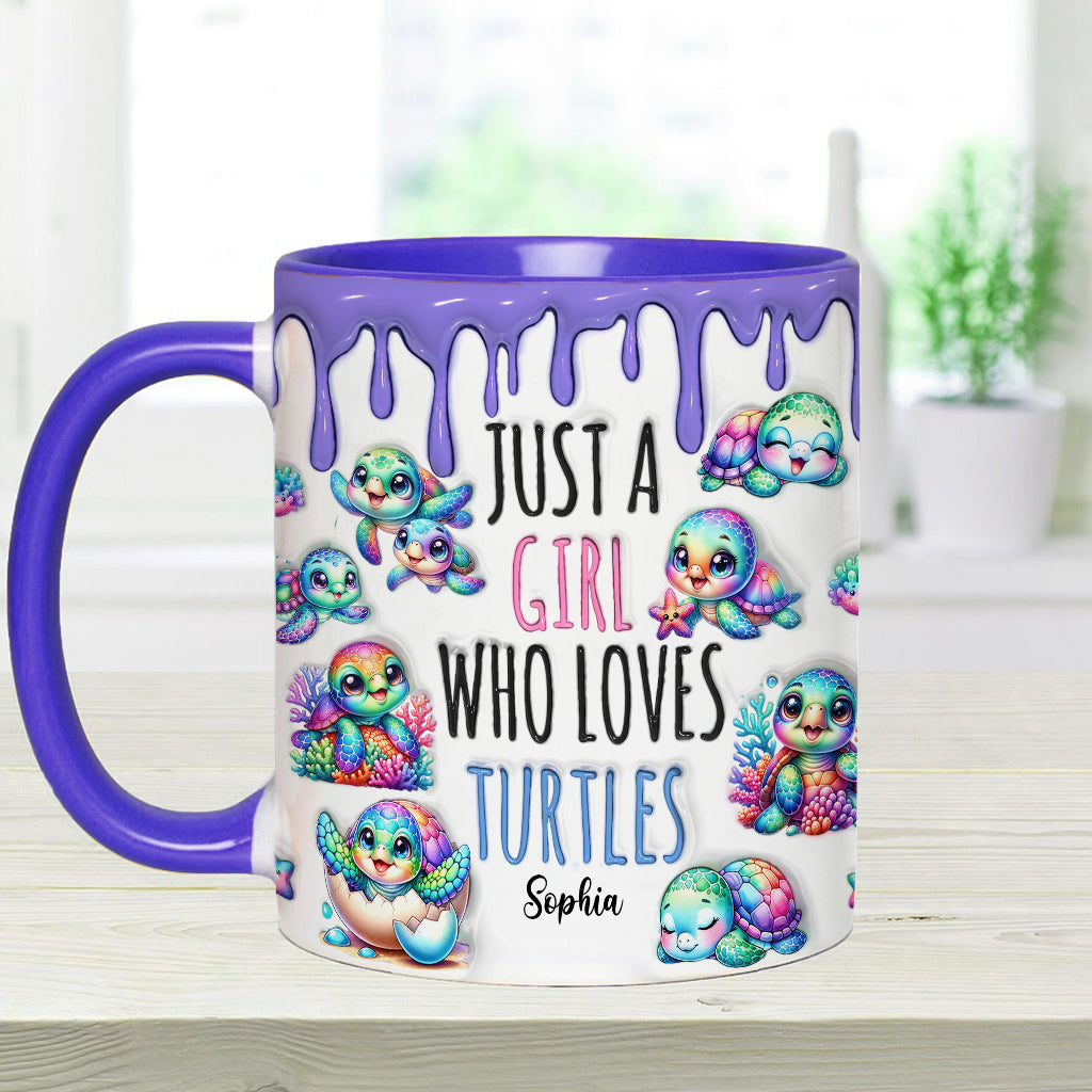 Personalisierte Tasse mit Schildkrötenmotiv – Einfach ein Mädchen, das Schildkröten liebt