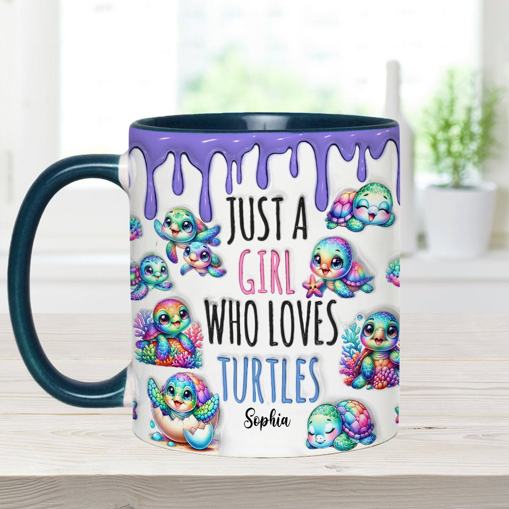 Personalisierte Tasse mit Schildkrötenmotiv – Einfach ein Mädchen, das Schildkröten liebt