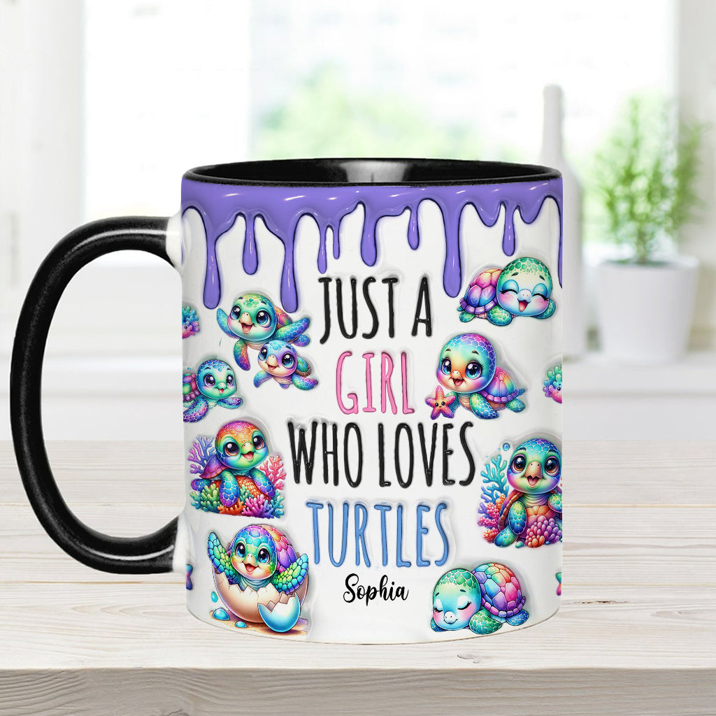 Personalisierte Tasse mit Schildkrötenmotiv – Einfach ein Mädchen, das Schildkröten liebt