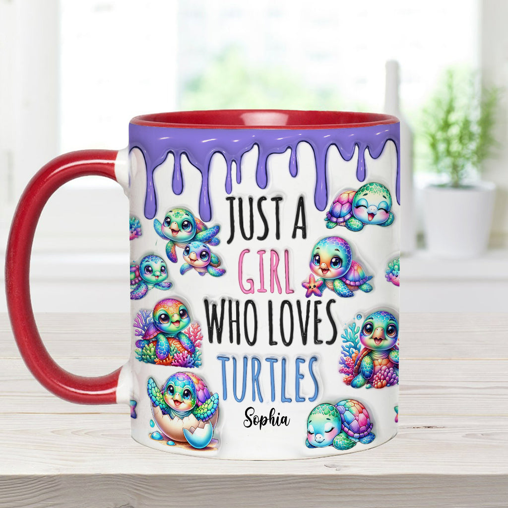 Personalisierte Tasse mit Schildkrötenmotiv – Einfach ein Mädchen, das Schildkröten liebt
