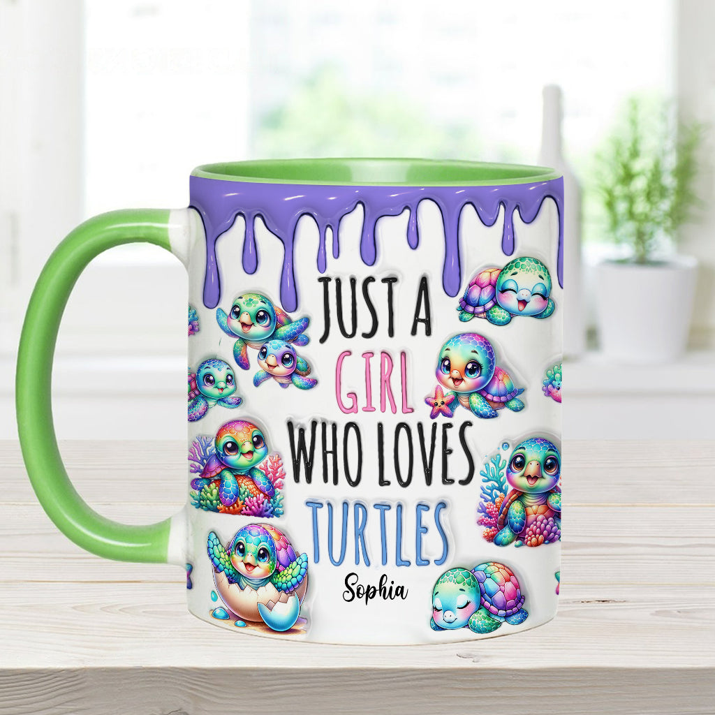 Personalisierte Tasse mit Schildkrötenmotiv – Einfach ein Mädchen, das Schildkröten liebt