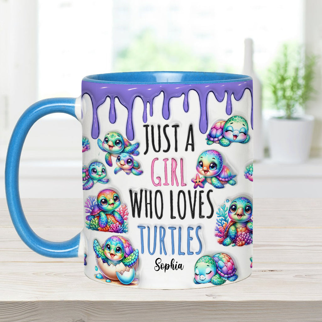 Personalisierte Tasse mit Schildkrötenmotiv – Einfach ein Mädchen, das Schildkröten liebt