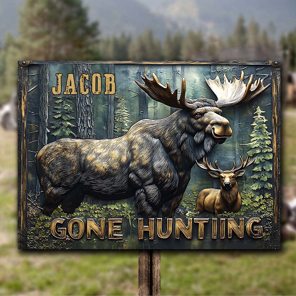 Auf der Jagd – Personalisiertes rechteckiges Metallschild „Jagd“