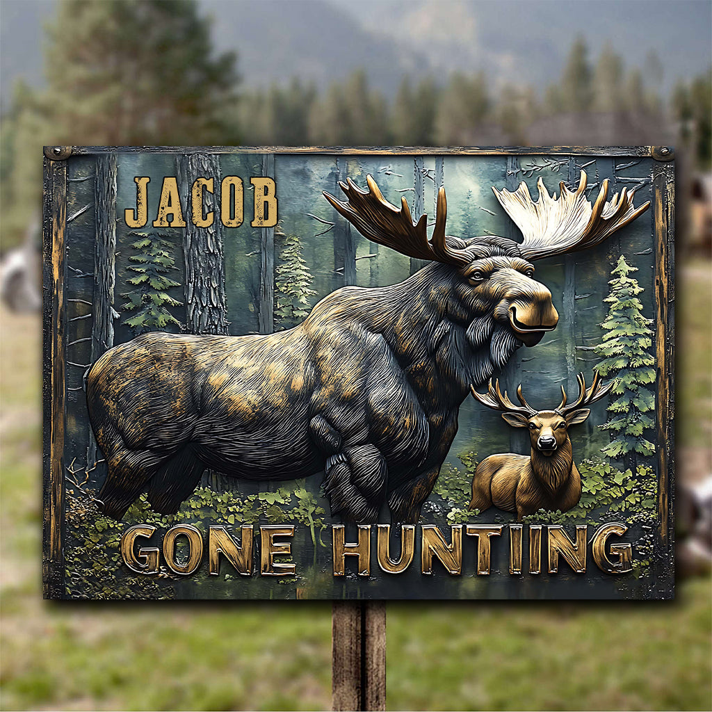 Auf der Jagd – Personalisiertes rechteckiges Metallschild „Jagd“