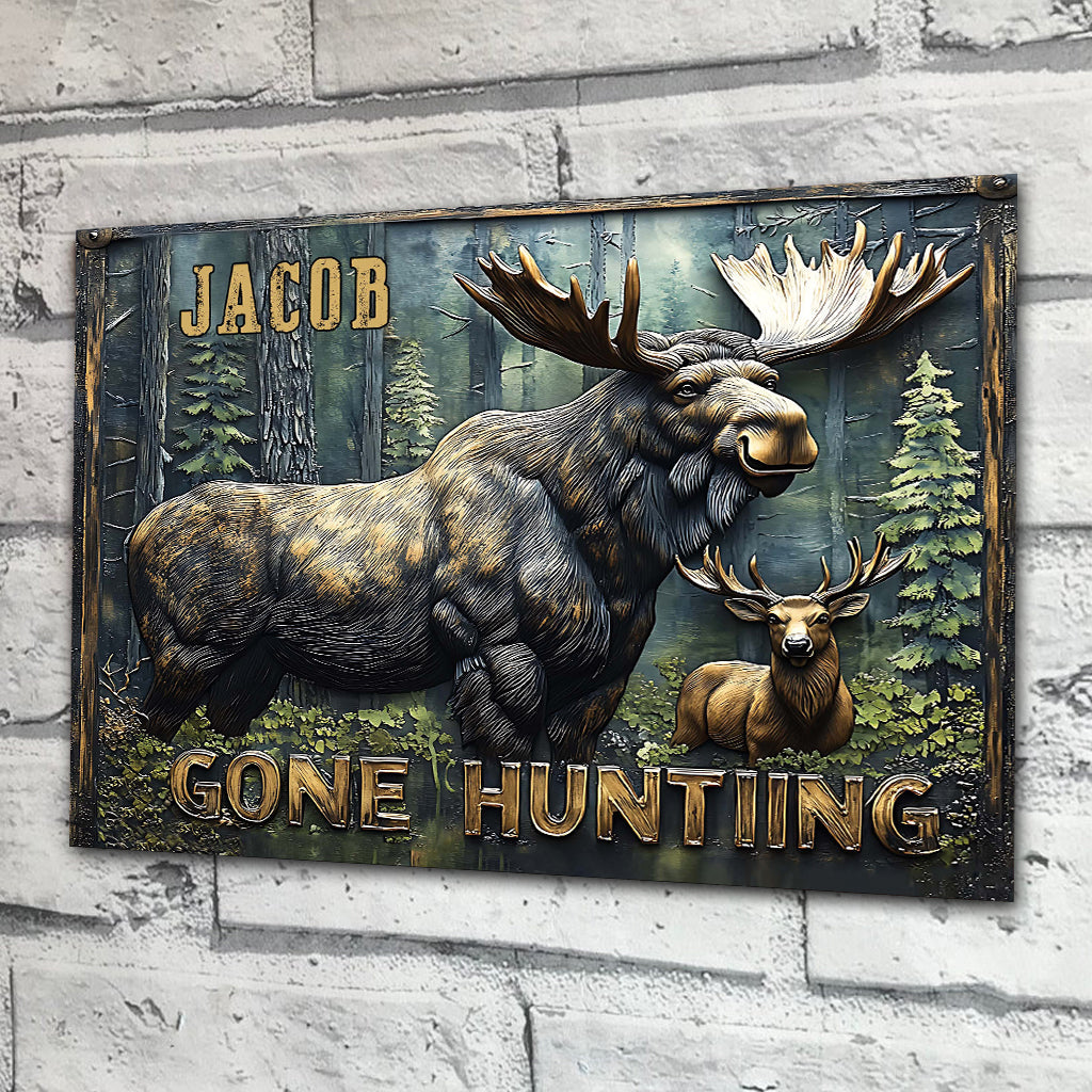 Auf der Jagd – Personalisiertes rechteckiges Metallschild „Jagd“