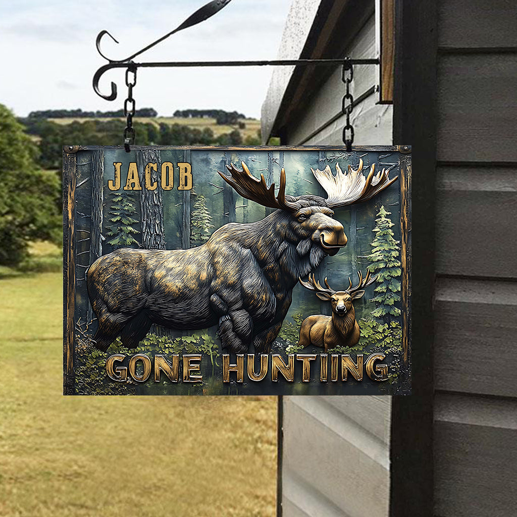 Auf der Jagd – Personalisiertes rechteckiges Metallschild „Jagd“