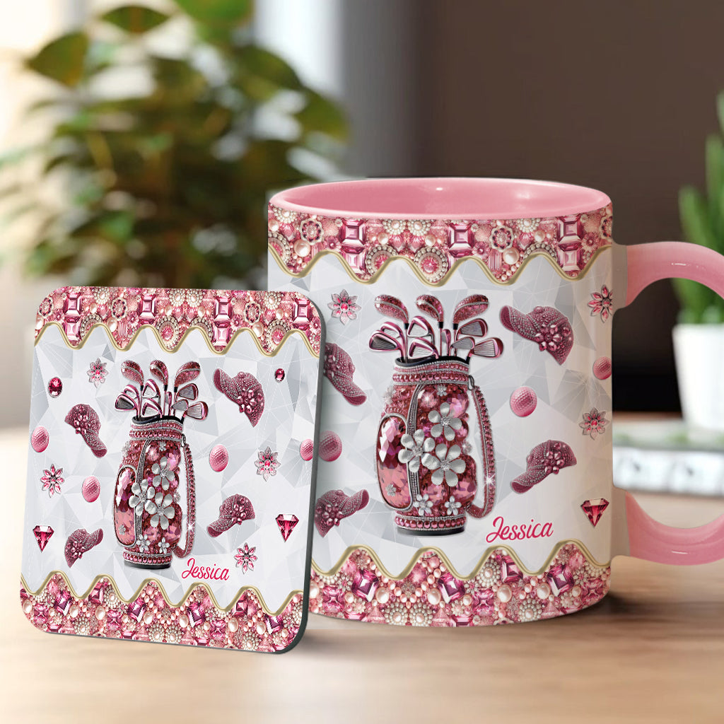 Just A Girl Who Loves Golf - Personalized Golf Accent Mug