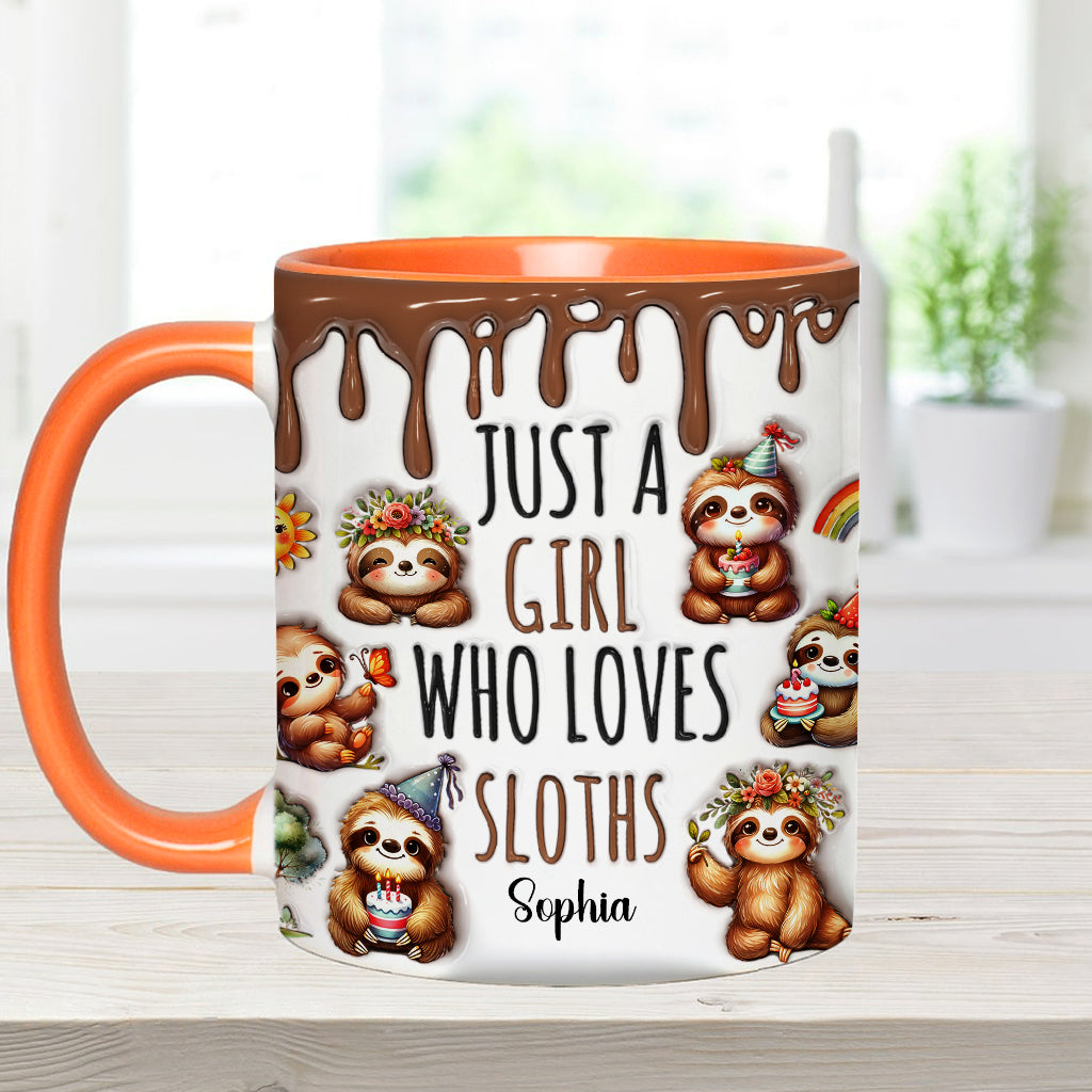 Mug personnalisé « Juste une fille qui adore les paresseux » avec motif paresseux