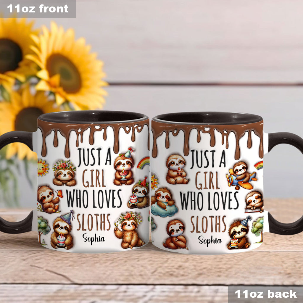 Mug personnalisé « Juste une fille qui adore les paresseux » avec motif paresseux