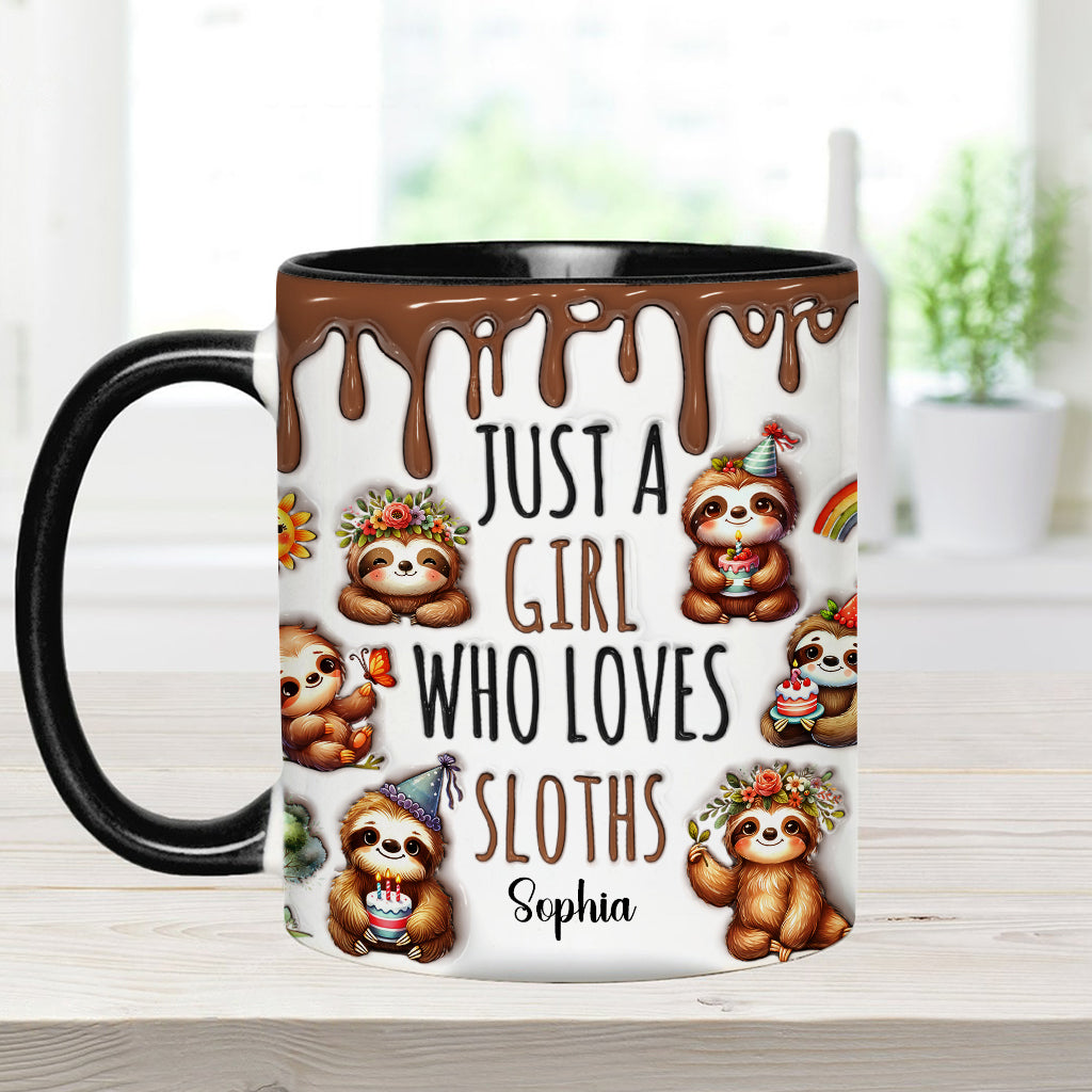 Mug personnalisé « Juste une fille qui adore les paresseux » avec motif paresseux