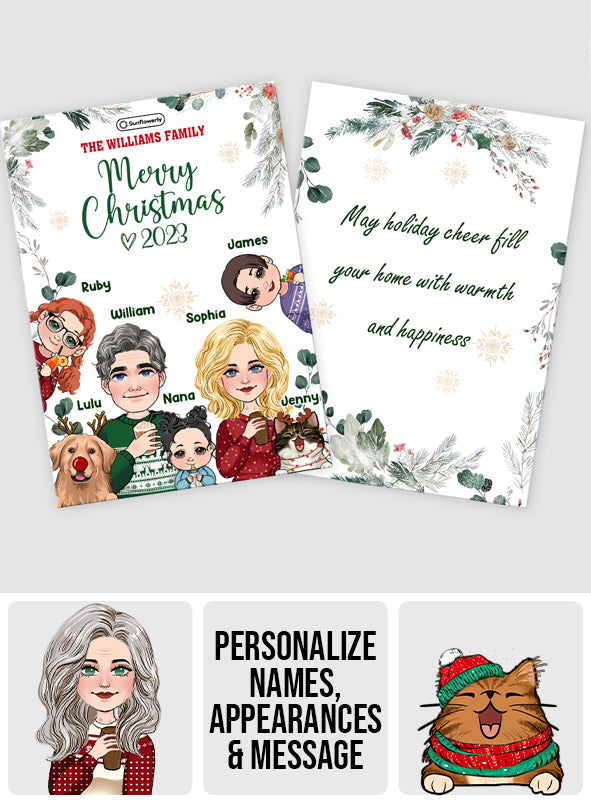 Individuell gestaltete Weihnachtskarte mit Porträts – Personalisierte Familiengrußkarte