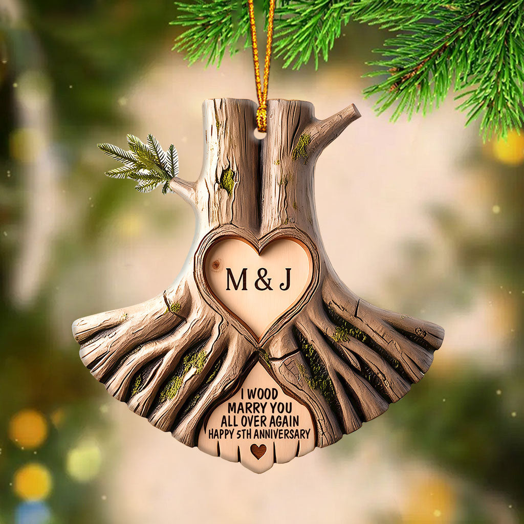 I Wood Marry You All Over Again - Personalized Couple Ornament