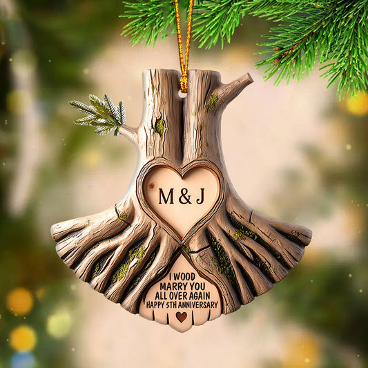 I Wood Marry You All Over Again - Personalized Couple Ornament