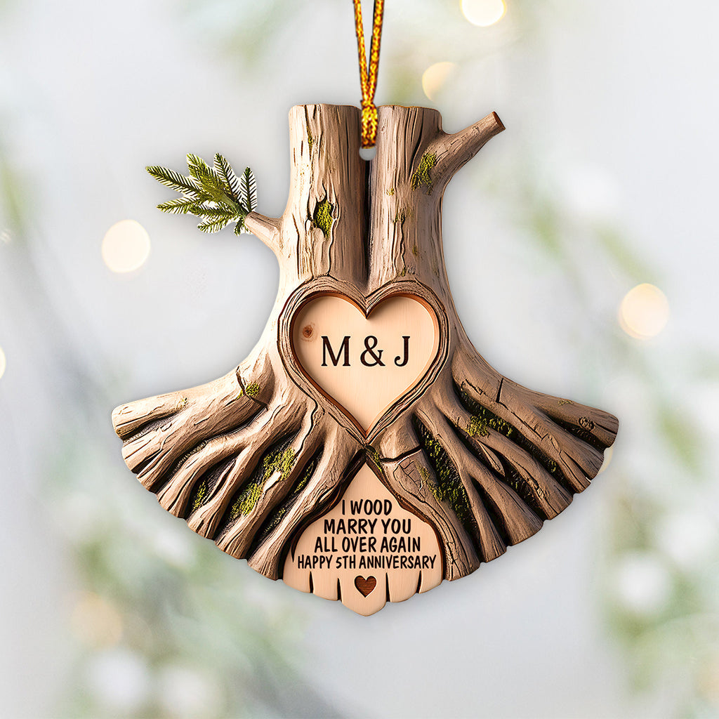 I Wood Marry You All Over Again - Personalized Couple Ornament