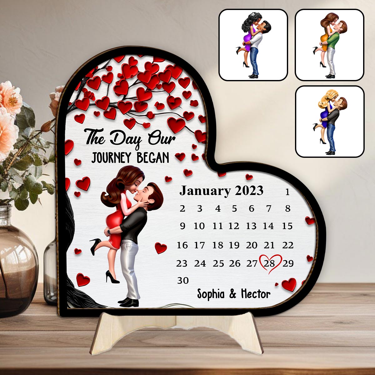 The Day Our Story Began - Personalized Couple 2 Layered Wood Sign / Wood Plaque