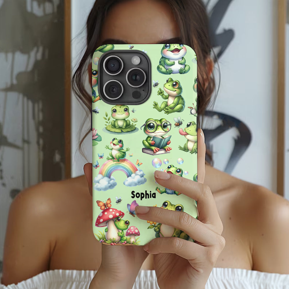 Einfach ein Mädchen, das Frösche liebt – Personalisierte Handyhülle mit Frosch-Vollbilddruck