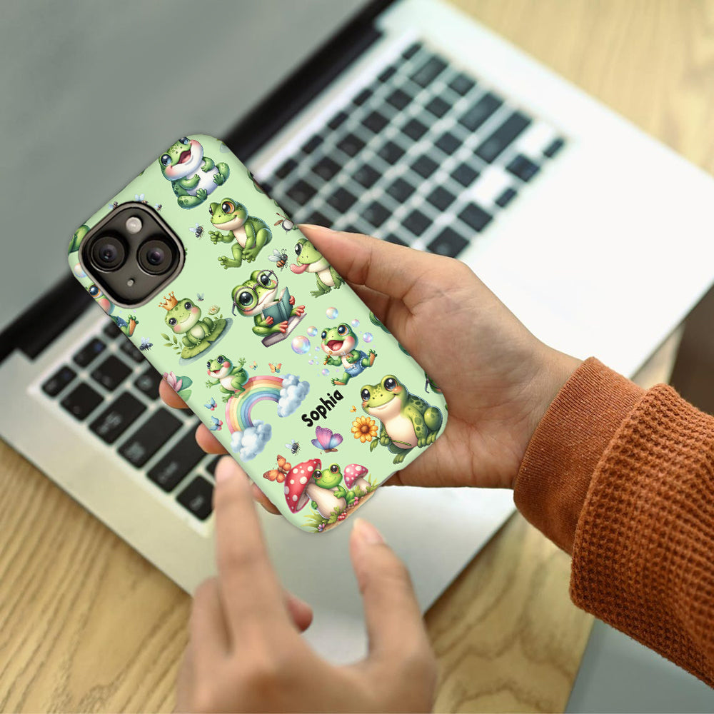 Einfach ein Mädchen, das Frösche liebt – Personalisierte Handyhülle mit Frosch-Vollbilddruck