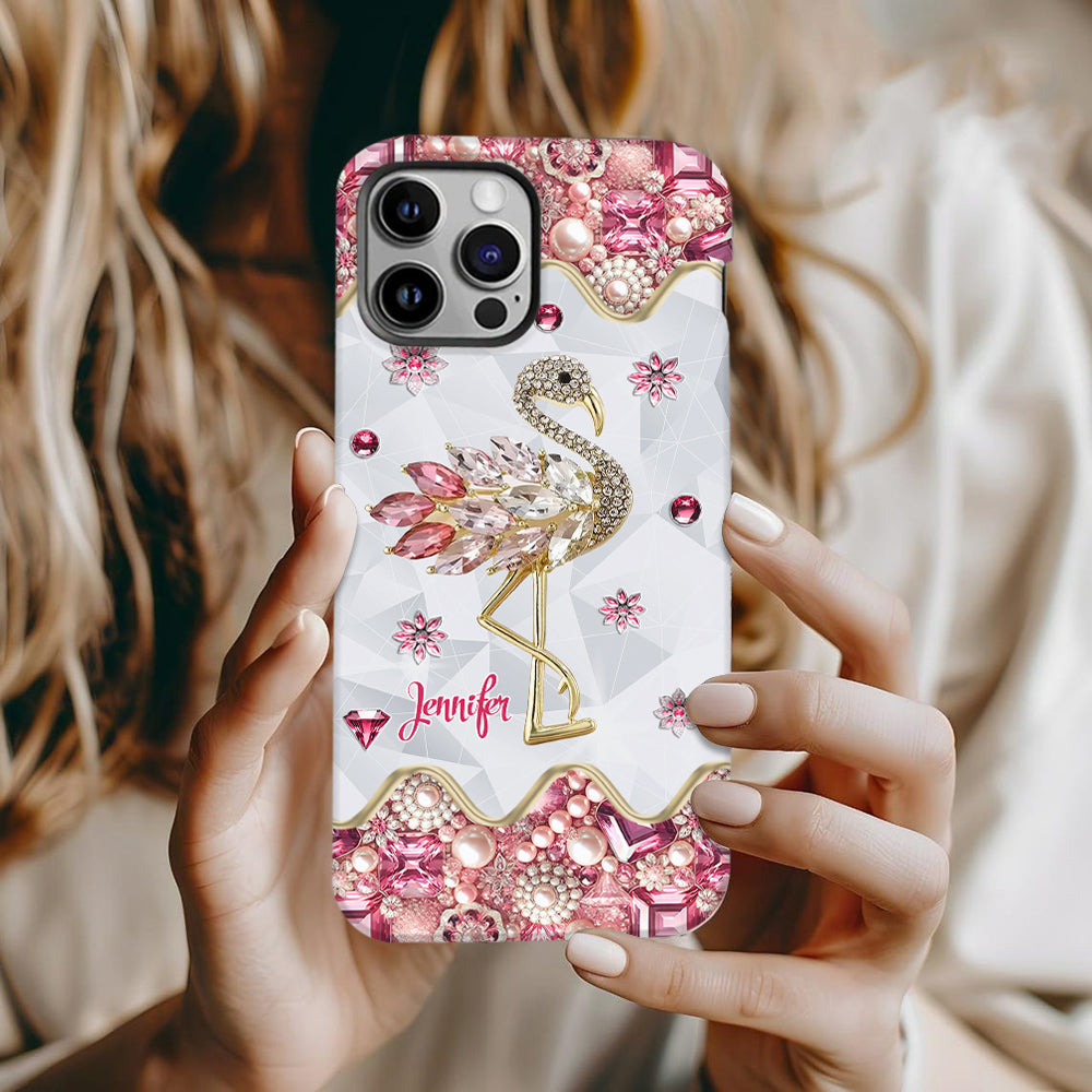 Juste une fille qui aime les flamants roses - Coque de téléphone personnalisée avec impression intégrale de flamants roses